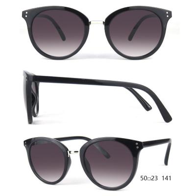 H10308-1 Women's UV400 Protection black Hybrid Full Rim Round Modern Sunglasses Eyewear