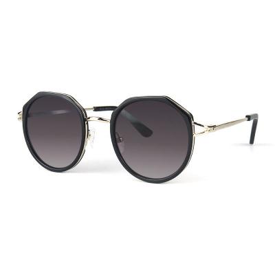 H10309-1 Women's Scratch Resistant black with gold accents Hybrid Full Rim Geometric Luxury Sunglasses Eyewear