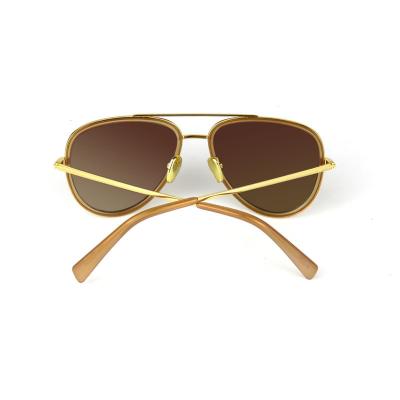 H10316 Unisex Durable brown Hybrid Full Rim Aviator Luxury Sunglasses Eyewear