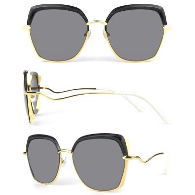 H10296 Women's Spring Hinge gold Hybrid Semi Rimless Square Vintage Sunglasses Eyewear