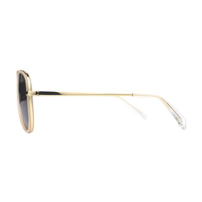 H10316(1) Unisex Spring Hinge brown Hybrid Full Rim Aviator Luxury Sunglasses Eyewear