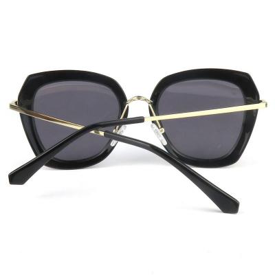H10298 Women's Scratch Resistant black Hybrid Full Rim Cat Eye Modern Sunglasses Eyewear