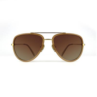 H10316 Unisex Durable brown Hybrid Full Rim Aviator Luxury Sunglasses Eyewear