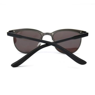 H10272-1 Unisex Scratch Resistant black Hybrid Full Rim Browline Modern Sunglasses Eyewear
