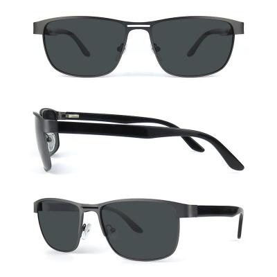 H10284 Unisex Hand Polished black Hybrid Semi Rimless Square Modern Sunglasses Eyewear