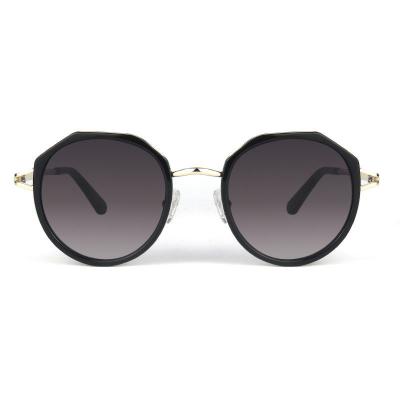 H10309-1 Women's Scratch Resistant black with gold accents Hybrid Full Rim Geometric Luxury Sunglasses Eyewear
