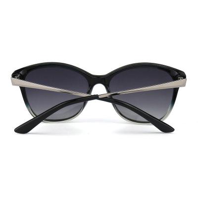 H10273 Women's Scratch Resistant black Hybrid Full Rim Cat Eye Modern Sunglasses Eyewear