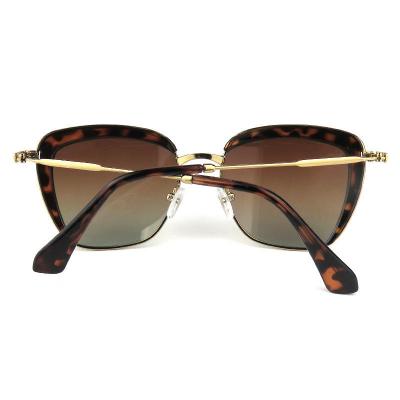 H10275-1 Women's Polarized tortoiseshell Hybrid Semi Rimless Cat Eye Luxury Sunglasses Eyewear