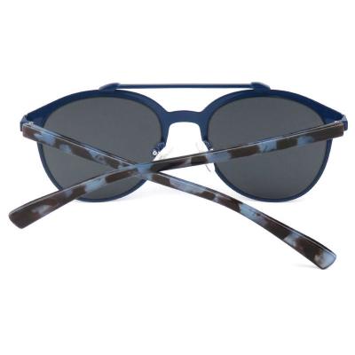 H10305-1 Unisex Lightweight navy Hybrid Full Rim Round Modern Sunglasses Eyewear