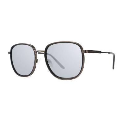H10322(1) Unisex Polarized gunmetal/bronze two-tone Hybrid Full Rim Square Vintage Sunglasses Eyewear