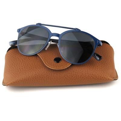 H10305-1 Unisex Lightweight navy Hybrid Full Rim Round Modern Sunglasses Eyewear