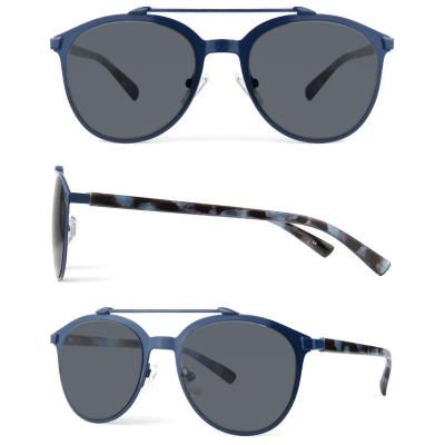 H10305-1 Unisex Lightweight navy Hybrid Full Rim Round Modern Sunglasses Eyewear