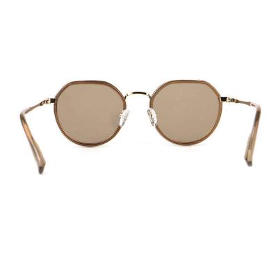 H10321(2) Unisex Spring Hinge black with gold accents Hybrid Full Rim Round Modern Sunglasses Eyewear