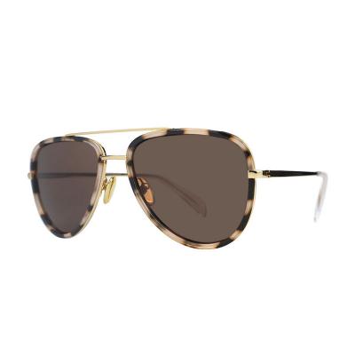 H10316(2) Unisex Hand Polished brown Hybrid Full Rim Aviator Luxury Sunglasses Eyewear
