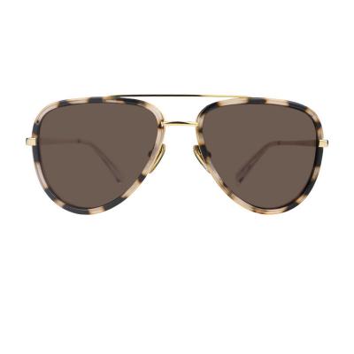H10316(2) Unisex Hand Polished brown Hybrid Full Rim Aviator Luxury Sunglasses Eyewear