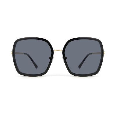 H10324(1) Women's Scratch Resistant black with gold accents Hybrid Full Rim Geometric Luxury Sunglasses Eyewear