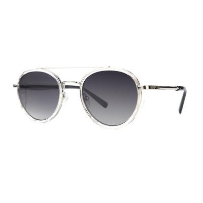 H10337(2) Unisex Durable burgundy/wine with black metal accents Hybrid Full Rim Round Modern Sunglasses Eyewear