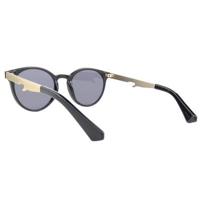 H10361(2) Unisex Spring Hinge black Hybrid Full Rim Round Modern Sunglasses Eyewear