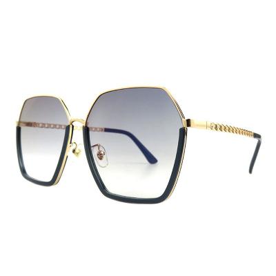 H10326(4) Women's Lightweight gold Hybrid Semi Rimless Geometric Modern Sunglasses Eyewear
