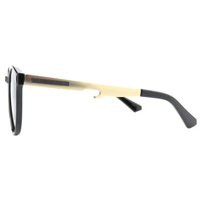 H10361(2) Unisex Spring Hinge black Hybrid Full Rim Round Modern Sunglasses Eyewear