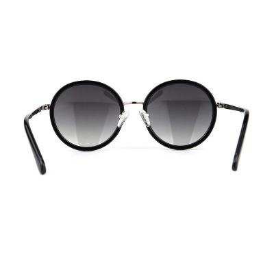 H10346(6) Unisex UV400 Protection dark brown/amber tortoise with gold metal accents Hybrid Full Rim Round Vintage Sunglasses Eyewear