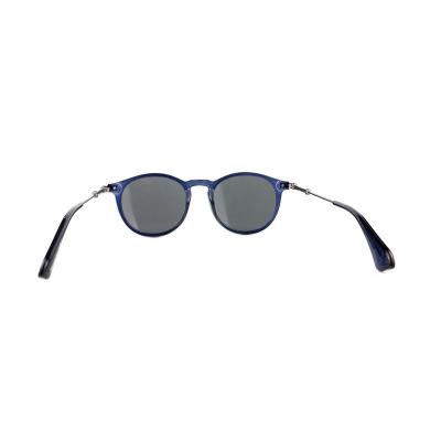 H10360(1) Unisex Hand Polished navy blue Hybrid Full Rim Round Modern Sunglasses Eyewear