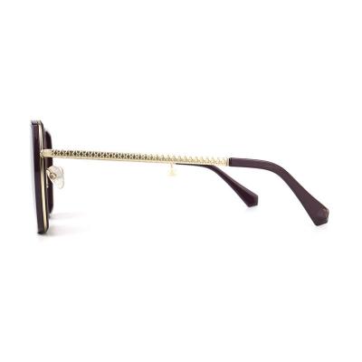 H10323(2) Women's Durable black with gold accents Hybrid Full Rim Geometric Modern Sunglasses Eyewear