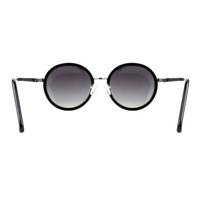 H10346(7) Unisex UV400 Protection dark brown/amber tortoise with gold metal accents Hybrid Full Rim Round Vintage Sunglasses Eyewear