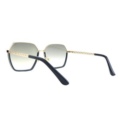 H10326(8) Women's Hand Polished gold Hybrid Semi Rimless Geometric Modern Sunglasses Eyewear