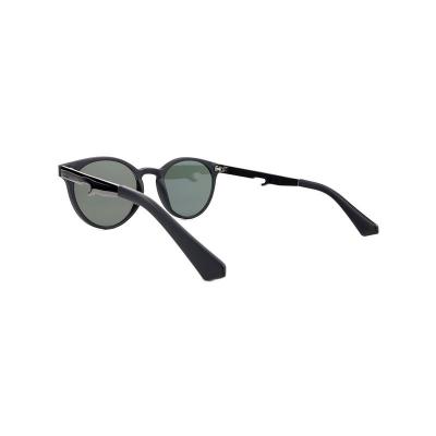 H10361(1) Unisex Polarized black Hybrid Full Rim Round Modern Sunglasses Eyewear