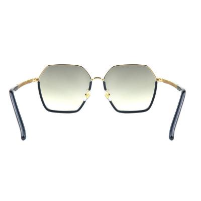 H10326(4) Women's Lightweight gold Hybrid Semi Rimless Geometric Modern Sunglasses Eyewear