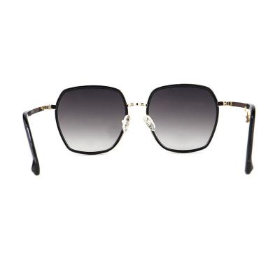 H10323(1) Women's Hand Polished black with gold accents Hybrid Full Rim Geometric Modern Sunglasses Eyewear