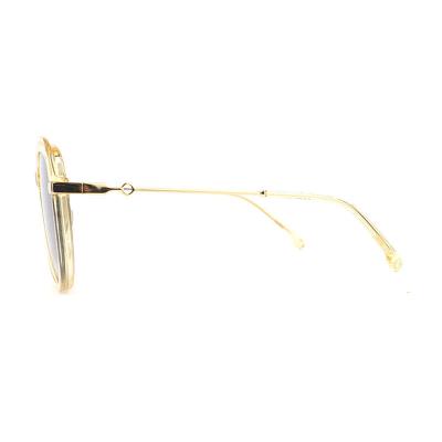 H10329(1) Women's Scratch Resistant transparent/clear with gold accents Hybrid Full Rim Square Luxury Sunglasses Eyewear