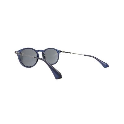 H10360(1) Unisex Hand Polished navy blue Hybrid Full Rim Round Modern Sunglasses Eyewear