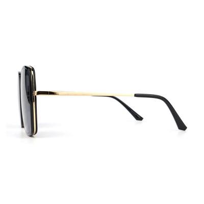 H10324(1) Women's Scratch Resistant black with gold accents Hybrid Full Rim Geometric Luxury Sunglasses Eyewear