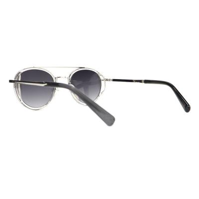 H10337(2) Unisex Durable burgundy/wine with black metal accents Hybrid Full Rim Round Modern Sunglasses Eyewear