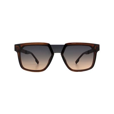 H10366(1) Unisex Spring Hinge tortoise/amber with black accents Hybrid Full Rim Geometric Modern Sunglasses Eyewear