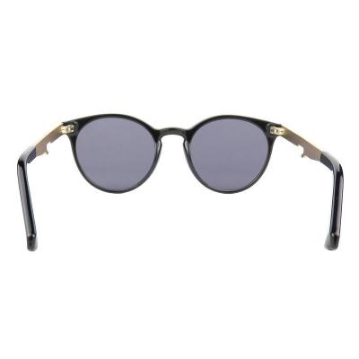 H10361(2) Unisex Spring Hinge black Hybrid Full Rim Round Modern Sunglasses Eyewear