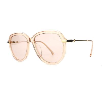 H10329(2) Women's Hand Polished transparent/clear with gold accents Hybrid Full Rim Square Luxury Sunglasses Eyewear