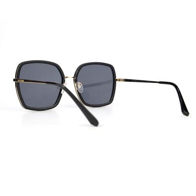H10324(1) Women's Scratch Resistant black with gold accents Hybrid Full Rim Geometric Luxury Sunglasses Eyewear