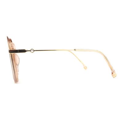 H10329(2) Women's Hand Polished transparent/clear with gold accents Hybrid Full Rim Square Luxury Sunglasses Eyewear
