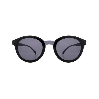 H10359(1) Unisex UV400 Protection black Hybrid Full Rim Round Modern Sunglasses Eyewear