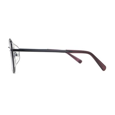 H10337(3) Unisex Durable burgundy/wine with black metal accents Hybrid Full Rim Round Modern Sunglasses Eyewear
