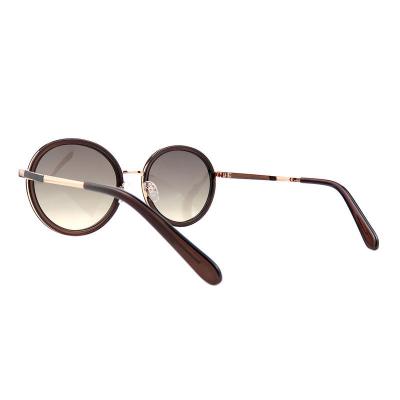 H10346(2) Unisex Scratch Resistant dark brown/amber tortoise with gold metal accents Hybrid Full Rim Round Vintage Sunglasses Eyewear