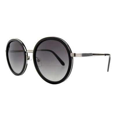H10346(7) Unisex UV400 Protection dark brown/amber tortoise with gold metal accents Hybrid Full Rim Round Vintage Sunglasses Eyewear