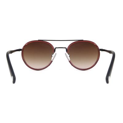 H10337(1) Unisex Premium Quality burgundy/wine with black metal accents Hybrid Full Rim Round Modern Sunglasses Eyewear