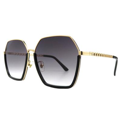 H10326(3) Women's UV400 Protection gold Hybrid Semi Rimless Geometric Modern Sunglasses Eyewear