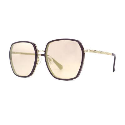 H10323(2) Women's Durable black with gold accents Hybrid Full Rim Geometric Modern Sunglasses Eyewear
