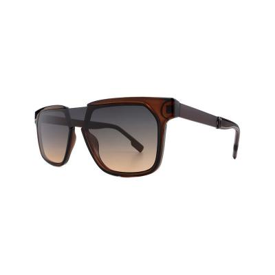 H10366(1) Unisex Spring Hinge tortoise/amber with black accents Hybrid Full Rim Geometric Modern Sunglasses Eyewear