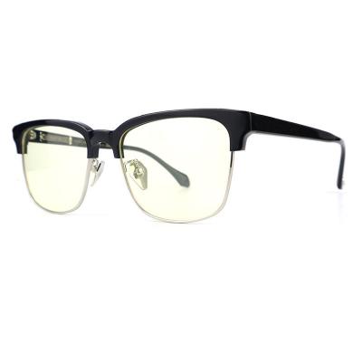 H10335(1) Unisex Scratch Resistant black Hybrid Semi Rimless Browline Vintage Sunglasses Eyewear